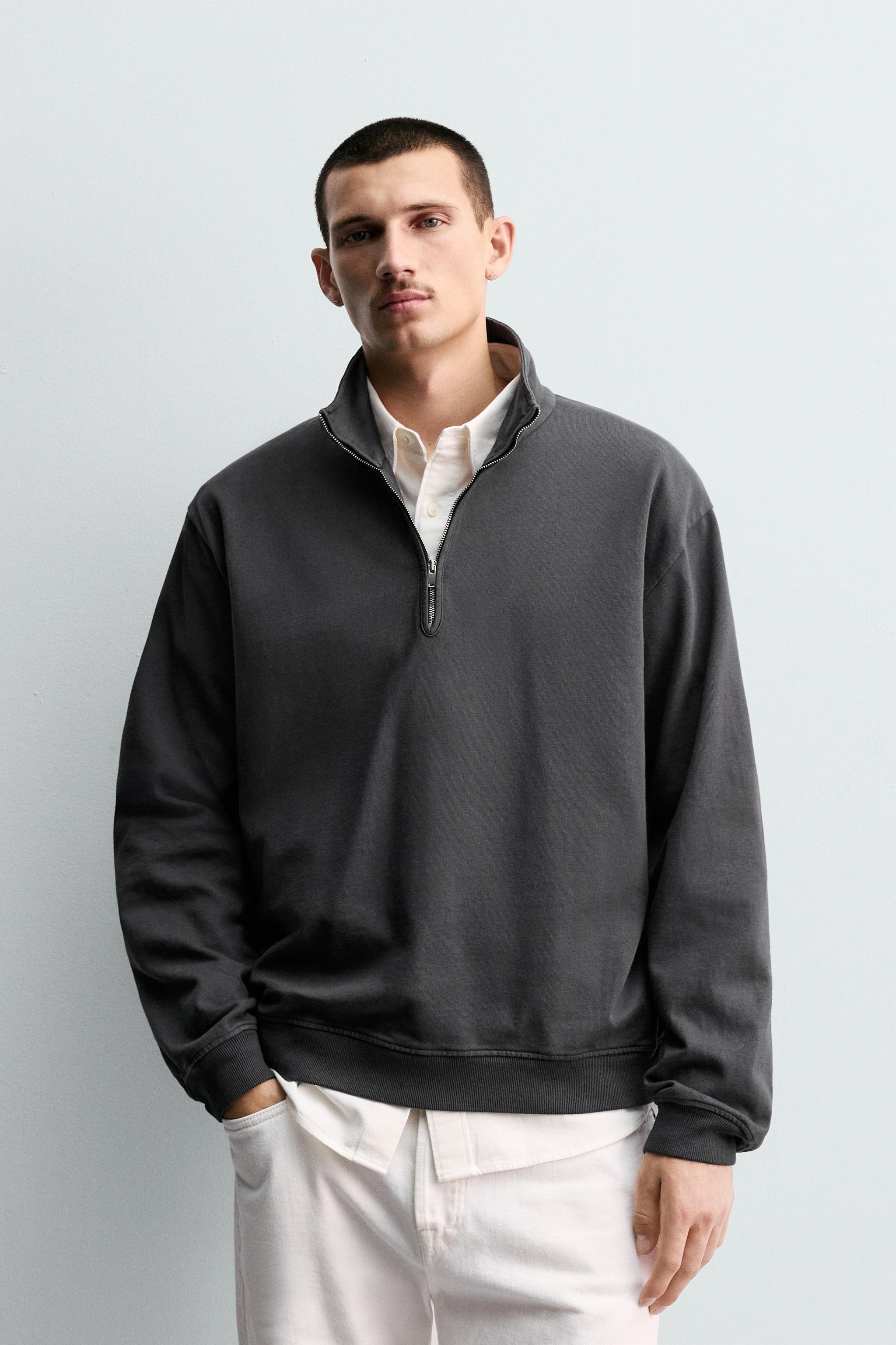 WASHED QUARTER-ZIP SWEATSHIRT